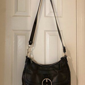 Coach Black Leather Shoulder Bag with buckle